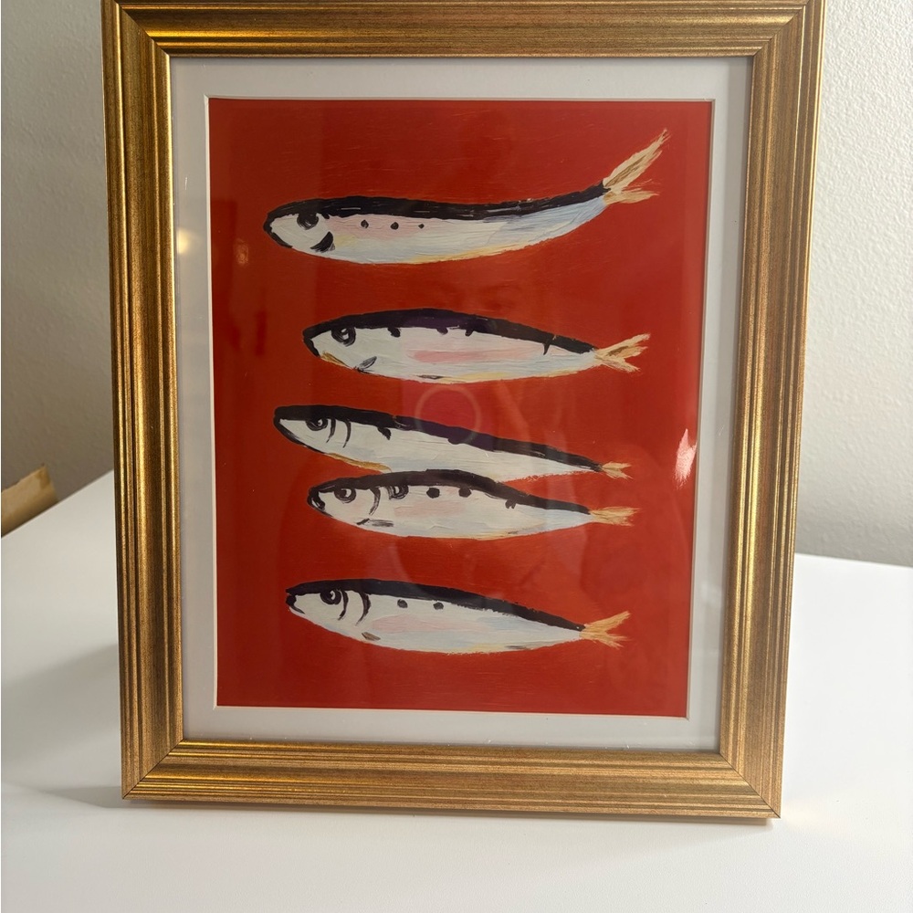 Gold Framed Fish Art Print- 8x10